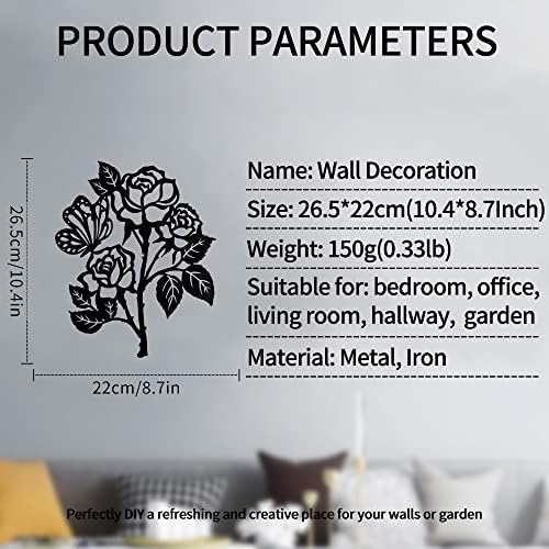 QMCAHCE Metal Rose Wall Art Decoration 3D Flower Wall Silhouette Metal Wall Decor for Home Office Living Room Garden Bedroom Decor Sculpture