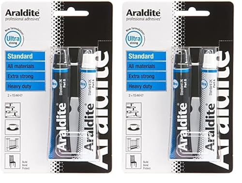 Araldite | Standard 2-Part Epoxy Resin Glue | Ultra Strong, Multipurpose & Solvent-Free Adhesive Works as Ceramic, Plastic, Metal, Jewellery & Glass Glue | For Durable Bonding & Repairs | 15ml