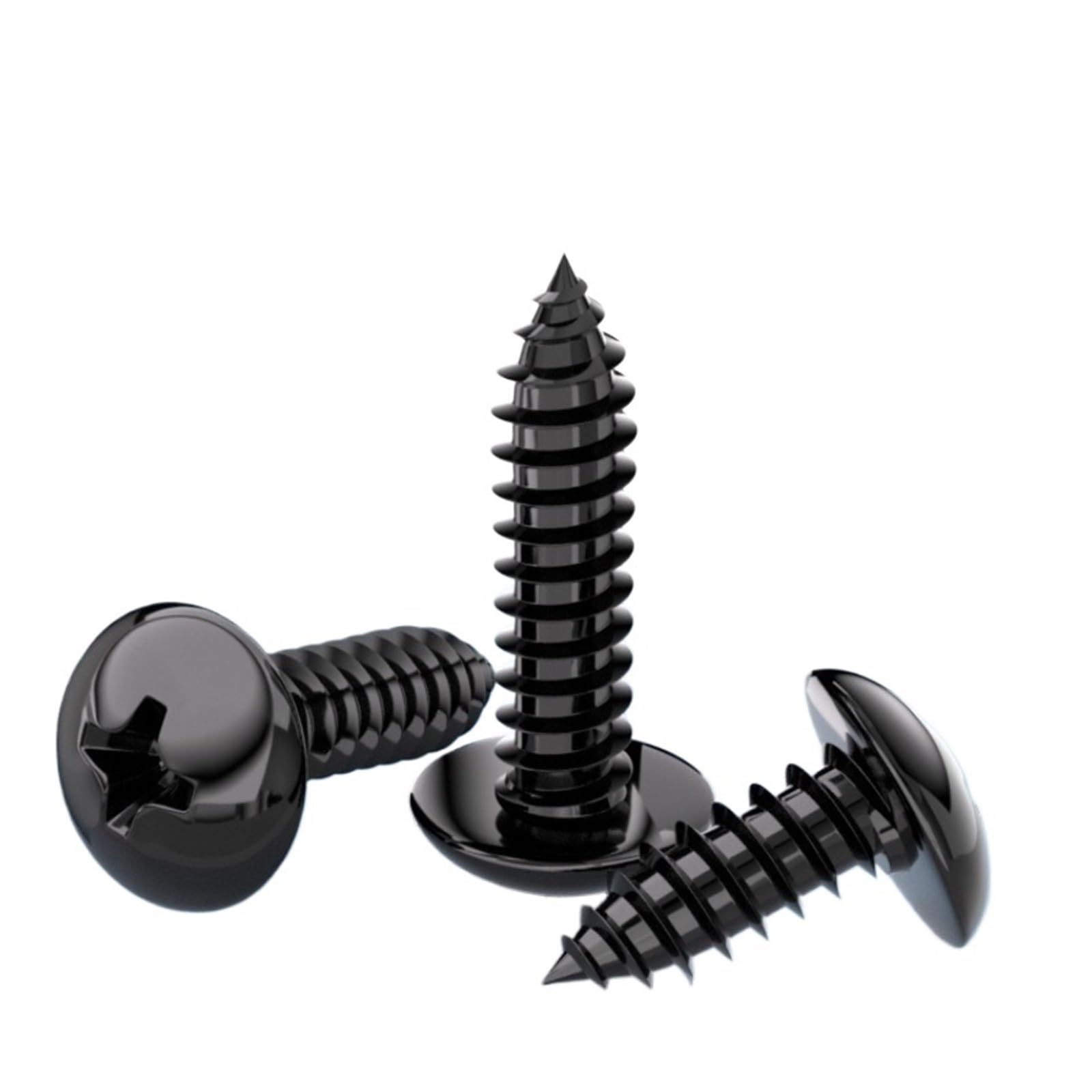 BTYQKZVPM Pan Head Self Tapping Screws, Self Tapping Screws M3-M6 Black 304 SS Cross Flat(40MM,M5-10PC)