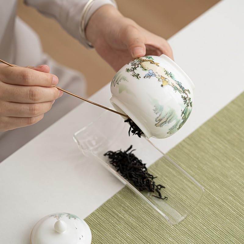 Juego De Té Lata de té de cerámica Retro, Lata sellada Blanca, Lata de Almacenamiento de té, Barril de té, Lata de té Pu'er Tarro para Guardar Té(A)