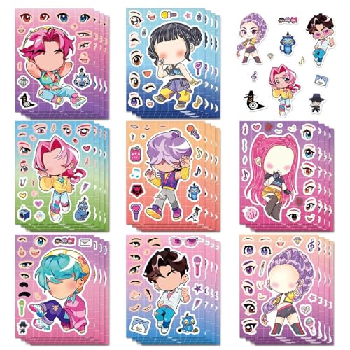 32Pcs Demon Hunters Stickers Korean Idol DIY Dress-Up Stickers Waterproof Vinyl Stickers for Laptop Phone Skateboard Water Bottle Cute Korean Fashion Gift for Kpop Fans