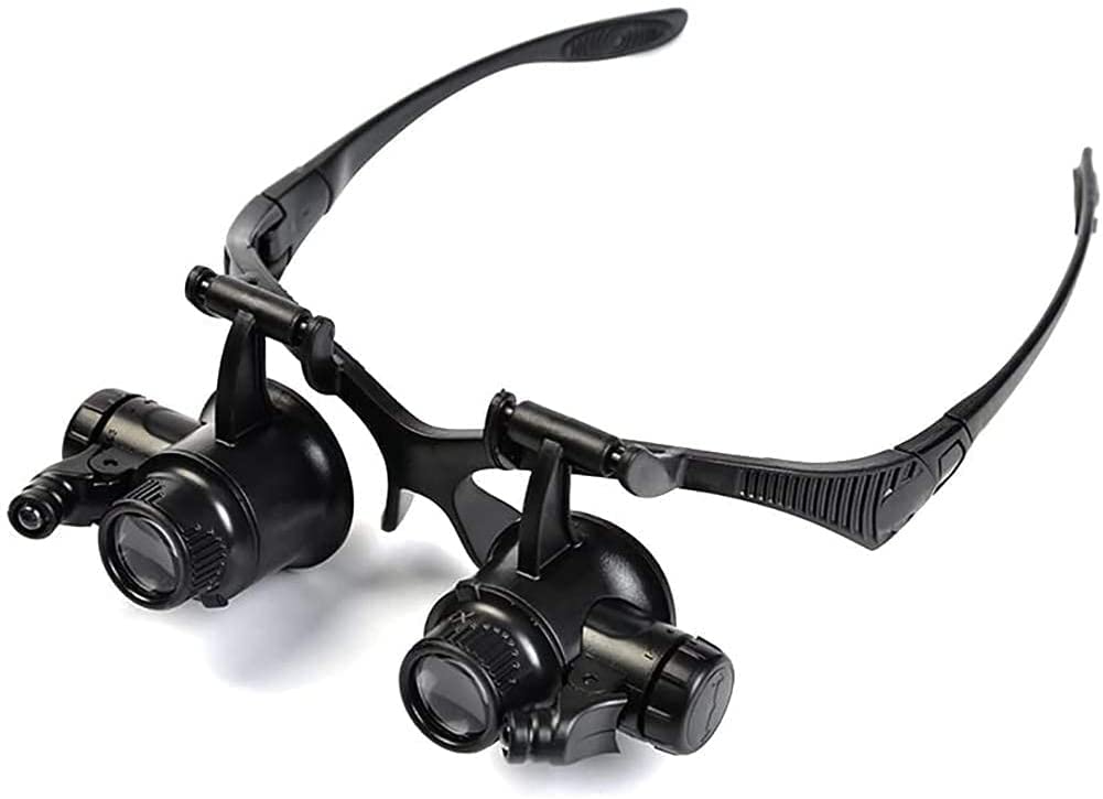 asdchZen Dental Loupes,Magnifying Glasses Jeweler Watch Repair Loupe - Binocular Loupes - Headband Magnifier - Head Mount Magnifier - With 2 Led Lights 4 Interchangeable Lens 10X/15X/2