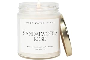 Sandalwood Rose Soy Candle | Green, Leafy, Winey, Rose and Guaiac Wood Scented Candles