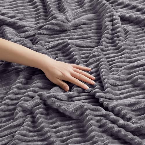 Image of Nestl Blanket Twin Size for Bed - Cozy Warm Fuzzy Blankets for Women, Plush Small Fleece Throws for Girls - Dusty Purple, 66 x 90 Inches