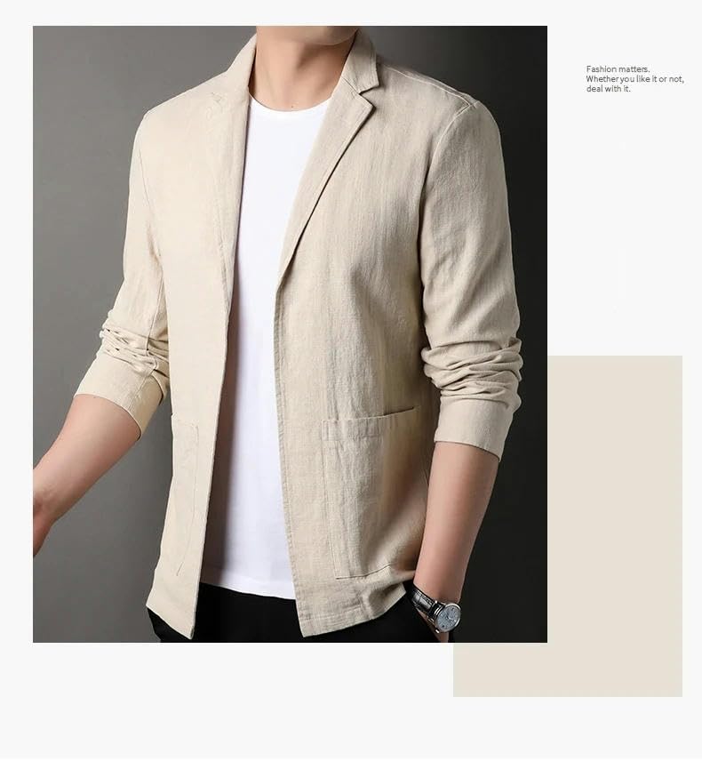 Spring and Summer Men's Linen Suit Simple Men's Coat Blazer for Man4