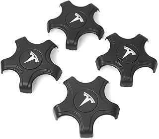MUGE RACING 4 Pcs Tesla Model 3 Wheel Cap Kit, ABS Plastic Tesla Model 3 Hubcaps Tesla Model 3 Accessories(Matte Black)