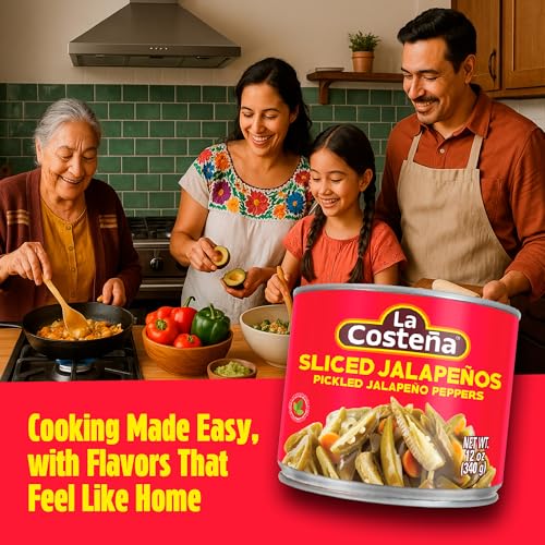 La Costeña Sliced Jalapeno Peppers - Pickled Jalapenos - Jalapeno Pepper - Hot Peppers for Mexican Food, Guacamole, Spicy Nacho & Taco Toppings, Enchiladas & Salsa - 12oz, 1 Pack Canned Jalapenos - Thumbnail 3