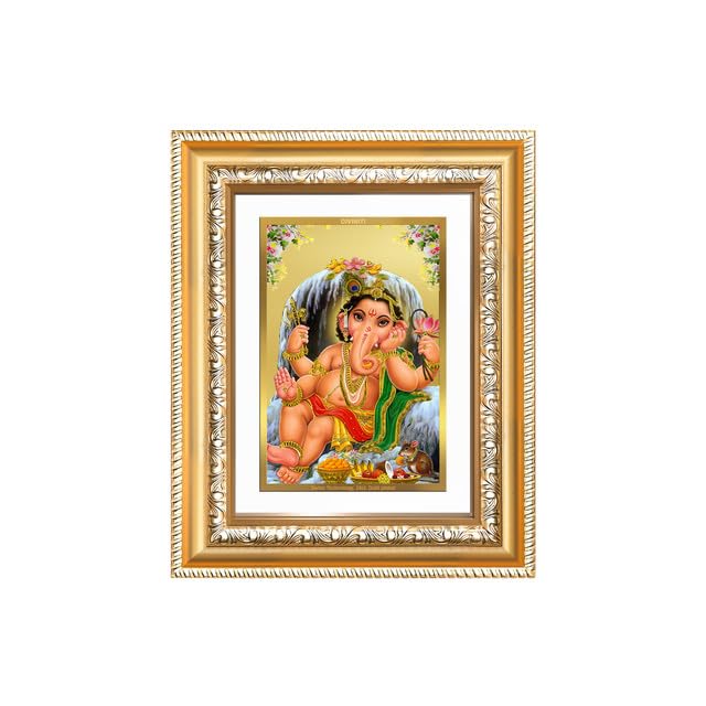 Image of DIVINITI Bal Ganesha 24K Gold Plated Foil Wall and Tabletop Photo Frame for Home Decor, Puja Room, Luxury Gifting | DG Frame 112 S2 (21.5x17.5 CM)