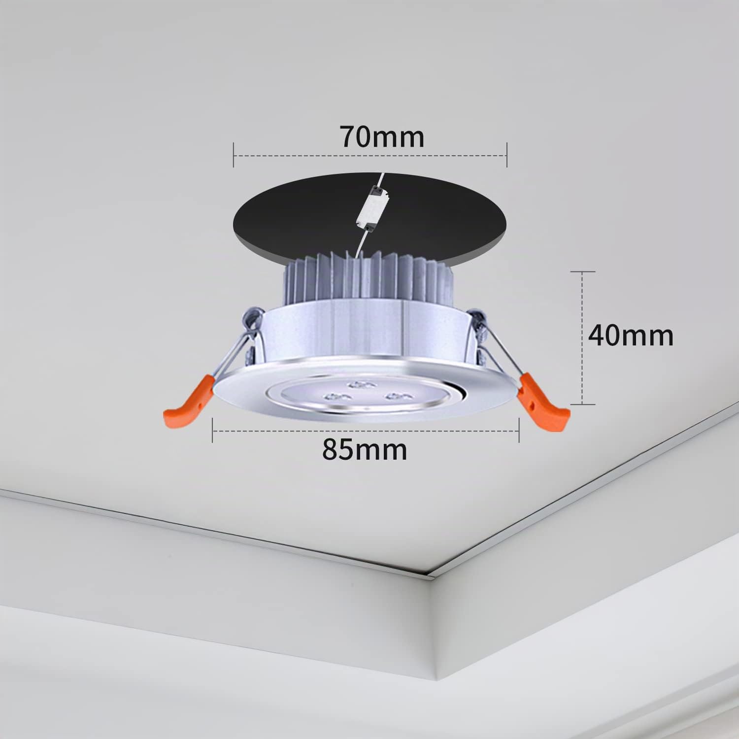 Fiqops LED Einbaustrahler 230V 20 Stück,LED Spots 3W warmweiß schwenkbar,Flach Deckenspots flach Deckenleuchte 68mm EinbauØ 40mm Einbautiefe für Badezimmer Kche Wohnzimmer Korridor