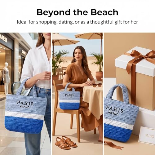 Bolso de playa tejido para mujer miniatura 2