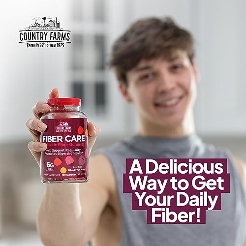 Country Farms Fiber Care Prebiotic Gummies, 6g of Fiber Per Serving, FOS from Beets, Digestive Health, Supports Regularity, Mixed Fruit Flavor, 120 Gummies, 40 Servings, Multi - Image 5