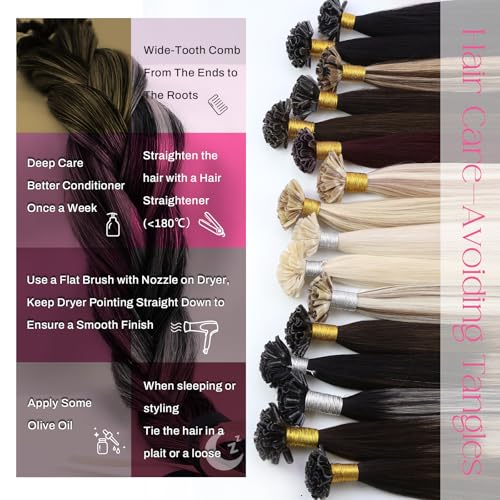 Moresoo U Tip Hair Extensions Real Human Hair Balayage Off Black and Silver Hot Fusion Keratin Bond Hair Extensions 14 Inch 40g/50s #1B/silver/1B - Image 4