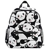 Cute Panda Backpacks for Kids Girls Boys Cartoon Pandas Bamboo Preschool Toddler Bookbag Backpack with Chest Strap Mini Adorable Animals Kindergarten School Bags