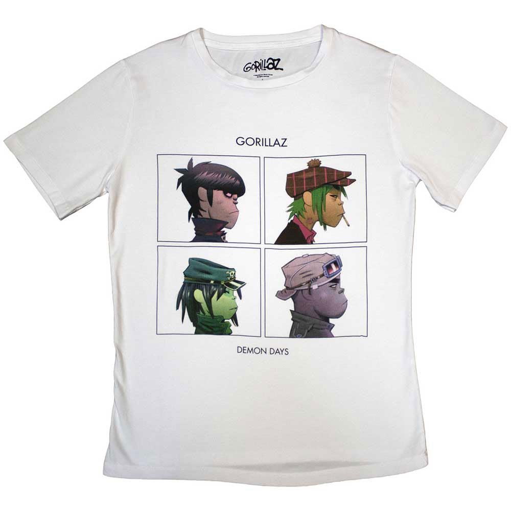 Rock Off Officially Licensed Products Women's White Gorillaz Demon Days Skinny Fit T Shirt Xxl