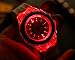 FANMIS Unisex Sports Rhinestone LED Flashing Light up Color Changing Silicone Jelly Watch Black