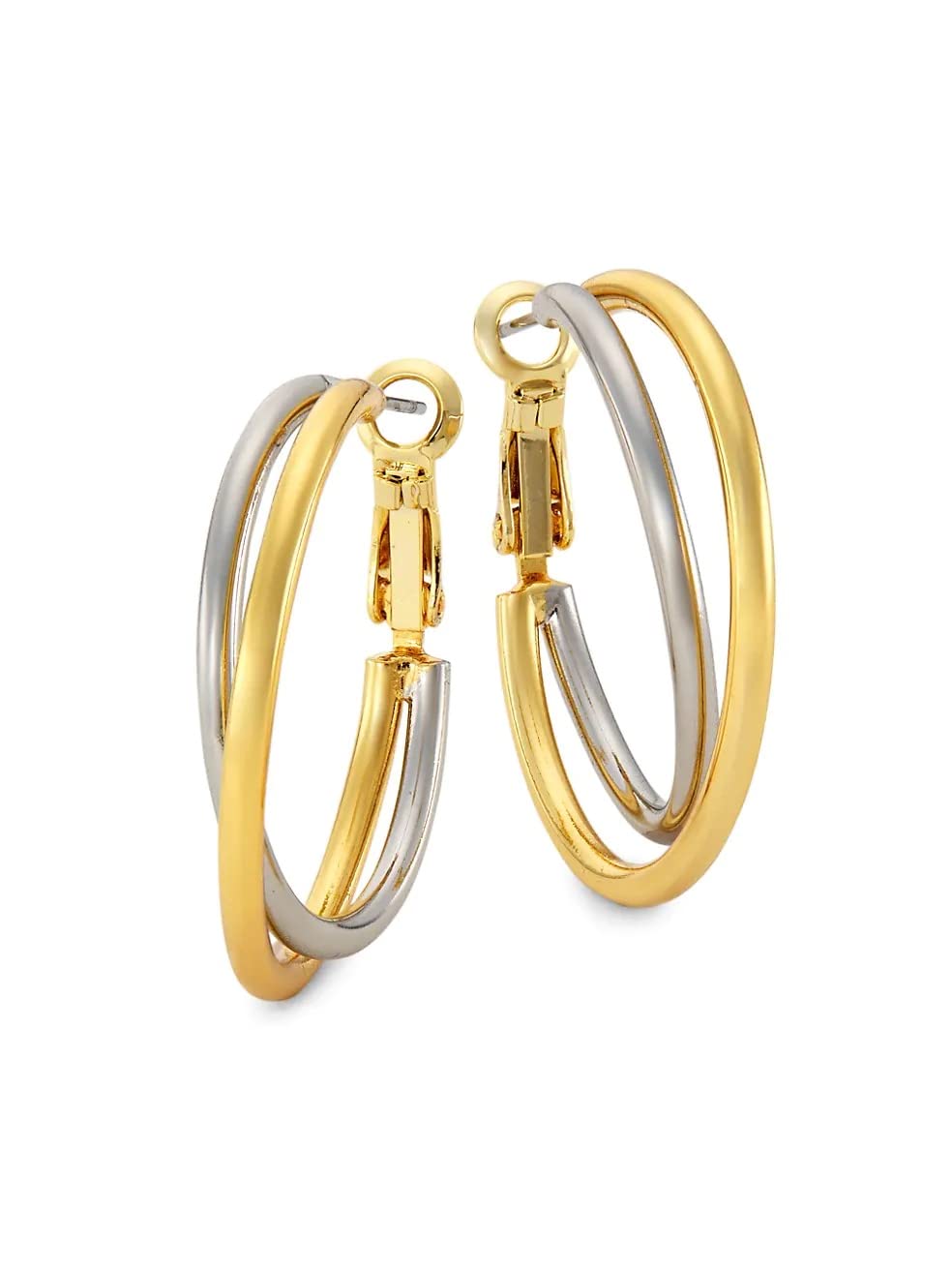 Kenneth Jay Lane'Kenneth Jay Lane Polished Gold Chubby ''C'' Hoop, Tube Hoop or Twist Pierced Earrings'