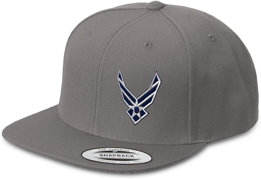 Speedy Pros Snapback Hat for Men Flat Bill Left Side Panel Hats Air Force Emblem Embroidery Embroidered Flat Bill Hat Acrylic