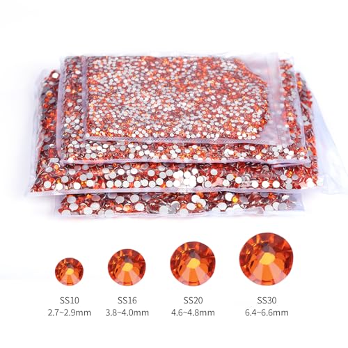 Image of 10000PCS Orange Rhinestones Bulk, Flat Back Crystal Glass Stone Round Gems,SS20, 4.6-4.8mm
