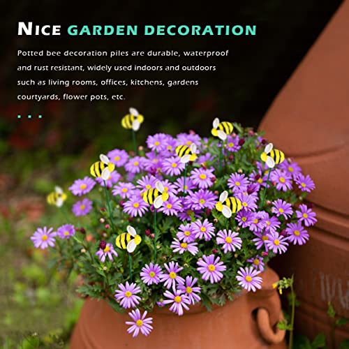 10Pcs Bee Garden Stakes Decor, Metal Plant Garden Decor Yard Art, Cute Bee Design Decorative Garden Stakes For Garden Lawn Corridor Plant Pot, Flower Bed Decor #TOP2