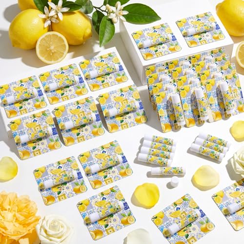 Image of 24 Pcs Italian Lemon Lip Balm Bulk Summer Lemon Party Favors Gifts