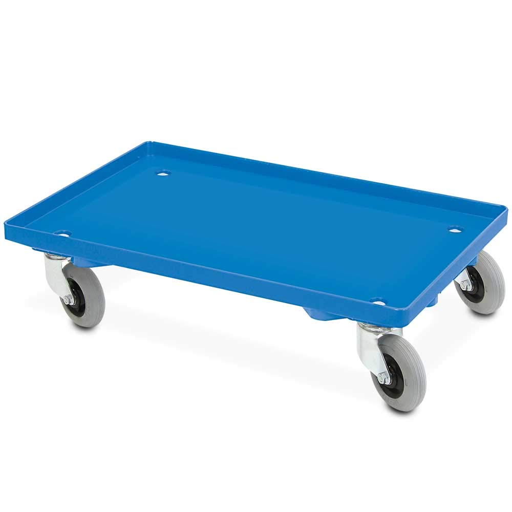 BRB Transportroller mit Flüsterrollen, für Eurobehälter 600x400 mm, blau, geschlossenes Deck