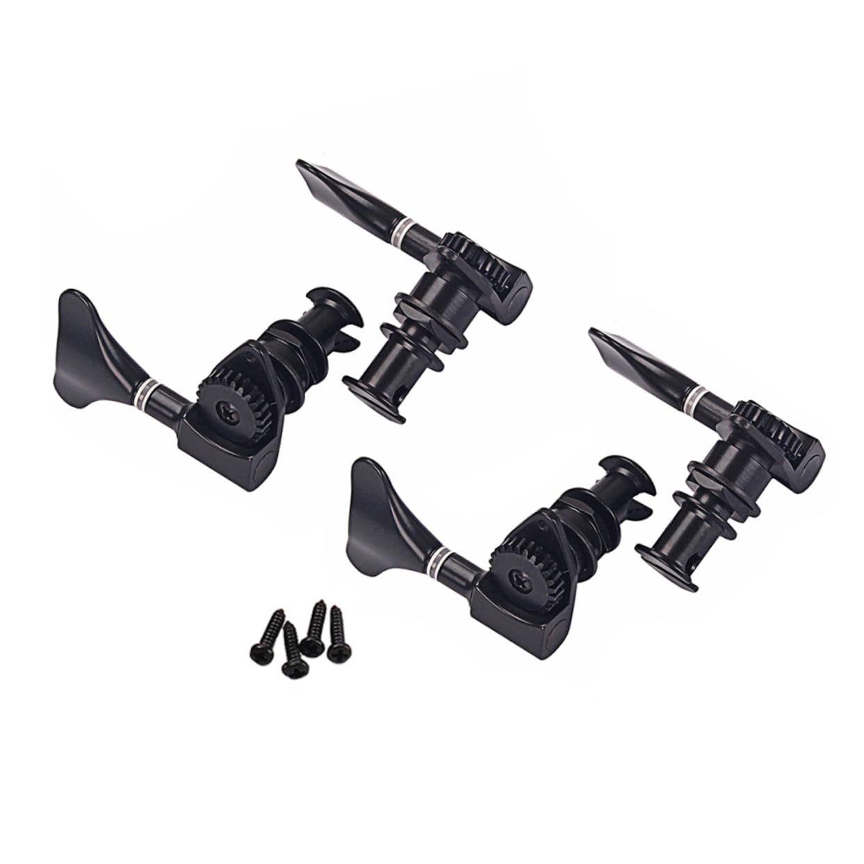 Meccaniche Ukulele Chiuse in Metallo Nero, Set 2L 2R Ferrules | Accordatore per Ukulele GC117, Sostituzione per Piroli Usurati o Rotti, Viti Incluse