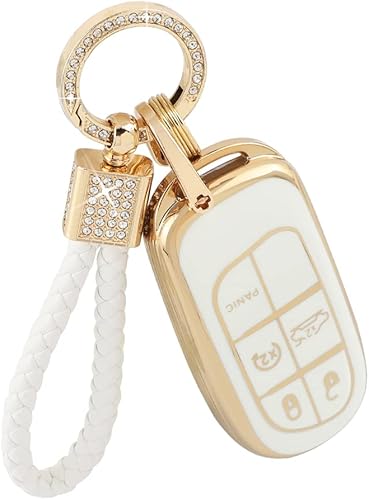 PIFOOG Funda para llavero Jeep, brújula Grand Cherokee Renegade, accesorios de oro blanco, TPU suave, funda para llaves de coche, cubiertas