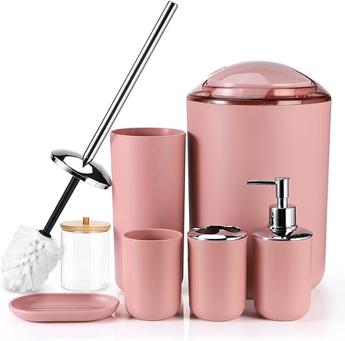 Miniatura 9 de Otostar Juego de accesorios de baño de plástico, juego de regalo de encimera, juego de accesorios de baño, incluye soporte para cepillo de dientes,