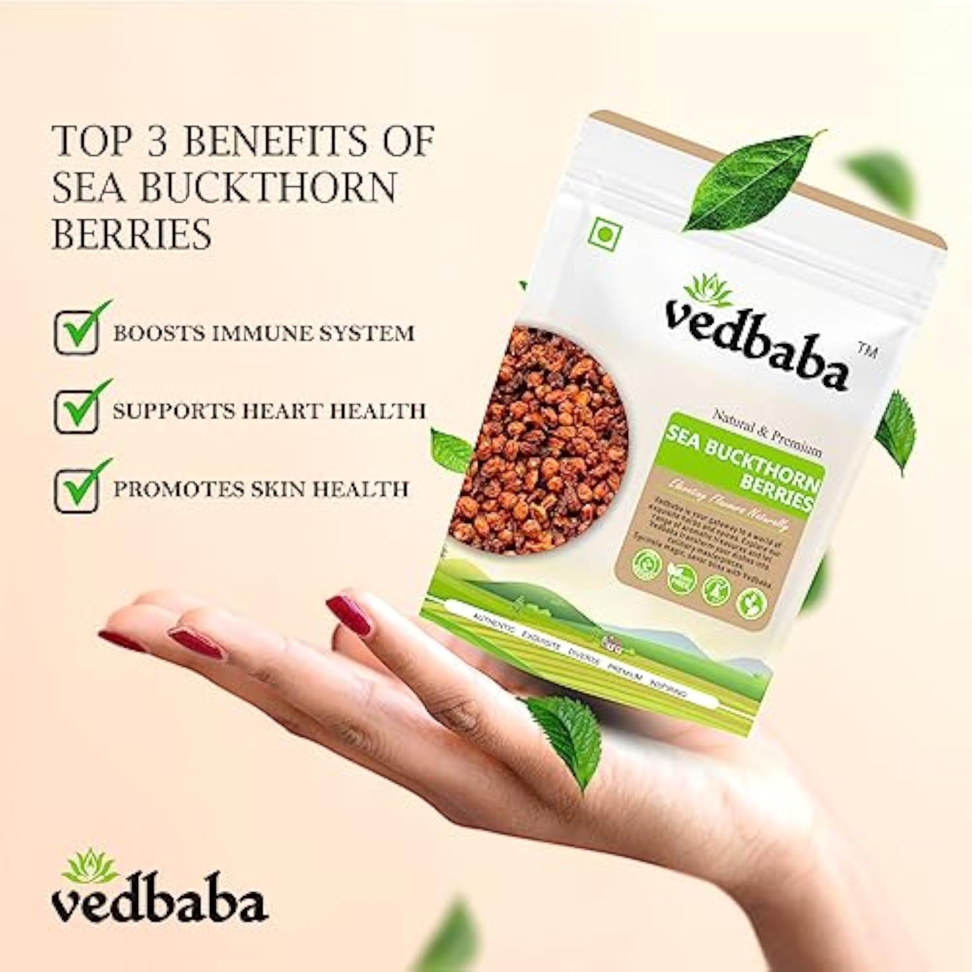 Ved Baba Sea Buckthorn Berries, Nutrient-Rich Dry Berries