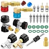 DaisyInner 28 Pcs R1234yf to R134a Adapter with Valve R134a Quick Coupler Adapter Can Tap Kit Automotive R134a Self Sealing Can Tap Puncture Can Tap 90 Degrees Core Removal Tool for Air Conditioning