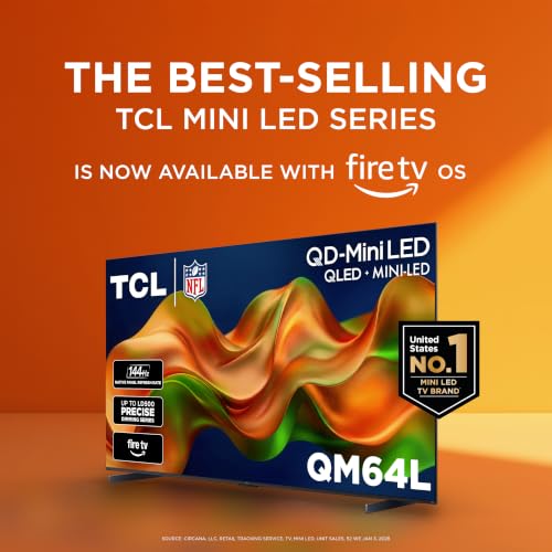 TCL 85" QM64L High Contrast QD-MINI-LED 4K AI Smart Fire TV | 144 HZ, Motion Rate 480, Dolby Vision & Atmos, Onkyo 2.1 Audi…