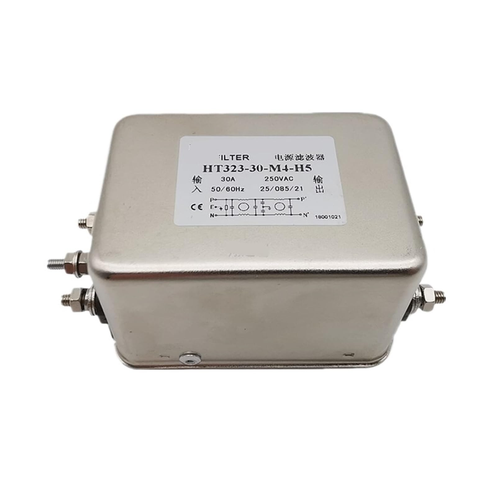 Filtro de potencia monofásico HT323-30-M4 con atenuación de ruido de 30A