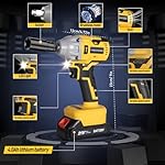 Cordless Impact Wrench - 21V Electric Power Tool with Impact Drill, 320N.m High Torque Impact Driver, Brushless Motor Impact Gun, Battery, Charger, and Carrying Plastic Box (Yellow) - Image 2
