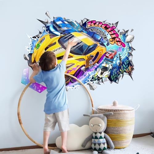 Tanlaby Vinilos Decorativos 3D Coches de Carreras Grandes miniatura 4