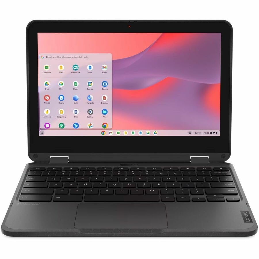 Image of Lenovo 500e Chromebook Gen 4s 83N8000GUS 11.6 inch Touchscreen Chromebook - HD - 60 Hz - Intel N-Series N150-8 GB - 64 GB Flash Memory - English Keyboard - Gray - Intel Chip - 1366 x 768 - ChromeOS - -