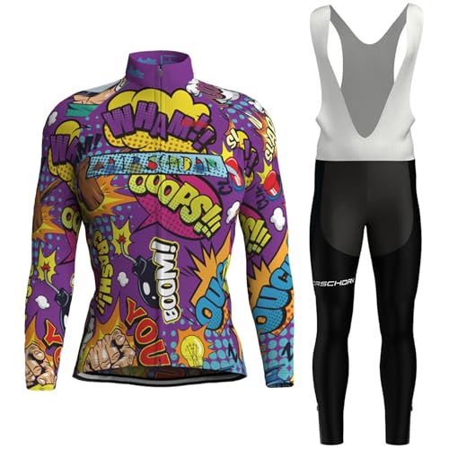 Ropa Ciclismo Mujer Conjunto Bici MTB Manga Larga Maillot Ciclista,Traje Bicicleta Chaquetas Ciclo y Pantalones Tirantes con 9D Gel Acolchado,Completa de Jerseys Transpirable Secado Rápido(4,XL)