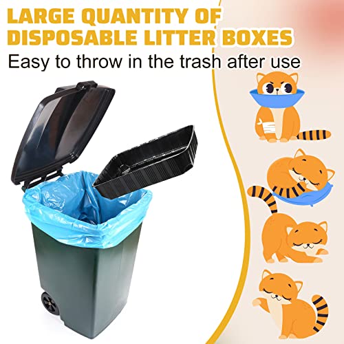 Zubebe 50 Pack Disposable Cat Litter Box For Cats, Large Disposable Kitty Litter Tray Box 19.69 X 15.75 X 3.94 Inches Plastic Litter Box Pan For Large Indoor Cat Home Travel Portable Litter Liner #TOP6