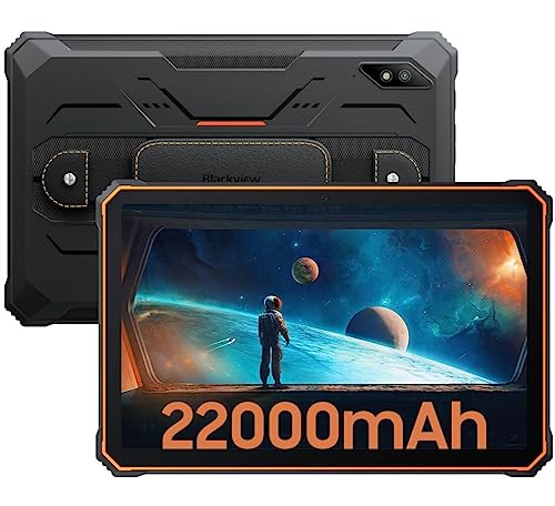 Blackview Active 8 Pro Tablet Resistente, 22000mAh Batería, 10.36'' 2.4K Pantalla,Android 13 IP68 Tablet Antigolpes,16GB+256GB (1TB Extend),Dual SIM 4G,48MP+16MP,Quad Altavoz Estéreo,NFC GPS Naranja