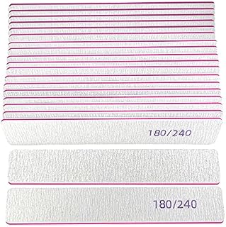Lofuanna Square Nail File Set 180/240 Grit,Professional 20PCS Double-Sided Emery Board Manicure Tools for Nail Grooming and Styling,Nail File Buffer Set