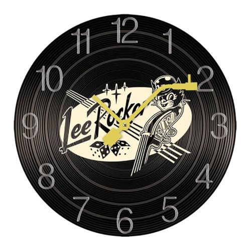 掛け時計 木製レコード ストレイ・キャッツ ウォールクロック かけ時計 置き時計 インテリア おしゃれ 電池式 飾り 木製 連続秒針 北欧 無音 壁掛け 個性的 大数字 音楽愛好家 直径30cm ギフト