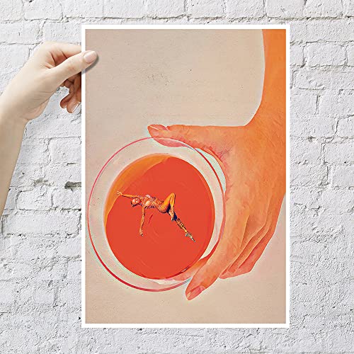 Retro Cocktail Print, Funny Cocktail Poster,Vintage Surrealism Cocktail Art, Bar Cart Trendy Wall Art, Dorm Room Decor, Girly Wall Art,Dining Room Kitchen Wall Decor Canvas 16X24Inch Unframed #TOP4