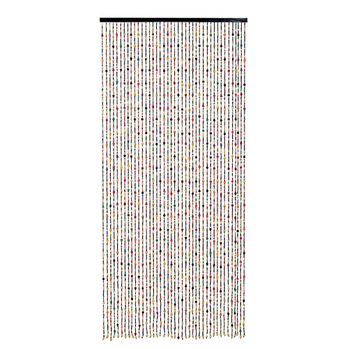 Flavorthings 36" X 79" 41 Strands Rainbow Colorful Hippie Wood Beaded Curtain Boho-Bohemian Natural Wooden Door Doorway Beads Bamboo-Like Window Front Door Decor Curtains Home Decor Gift Set #TOP1