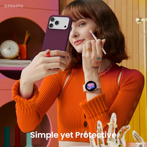 Image of ORNARTO Compatible with iPhone 17 Pro Max Case 6.9 inch, Slim Liquid Silicone 3 Layers Soft Gel Rubber Shockproof Protective Cover with Anti-Scratch Microfiber Lining-Wine Red