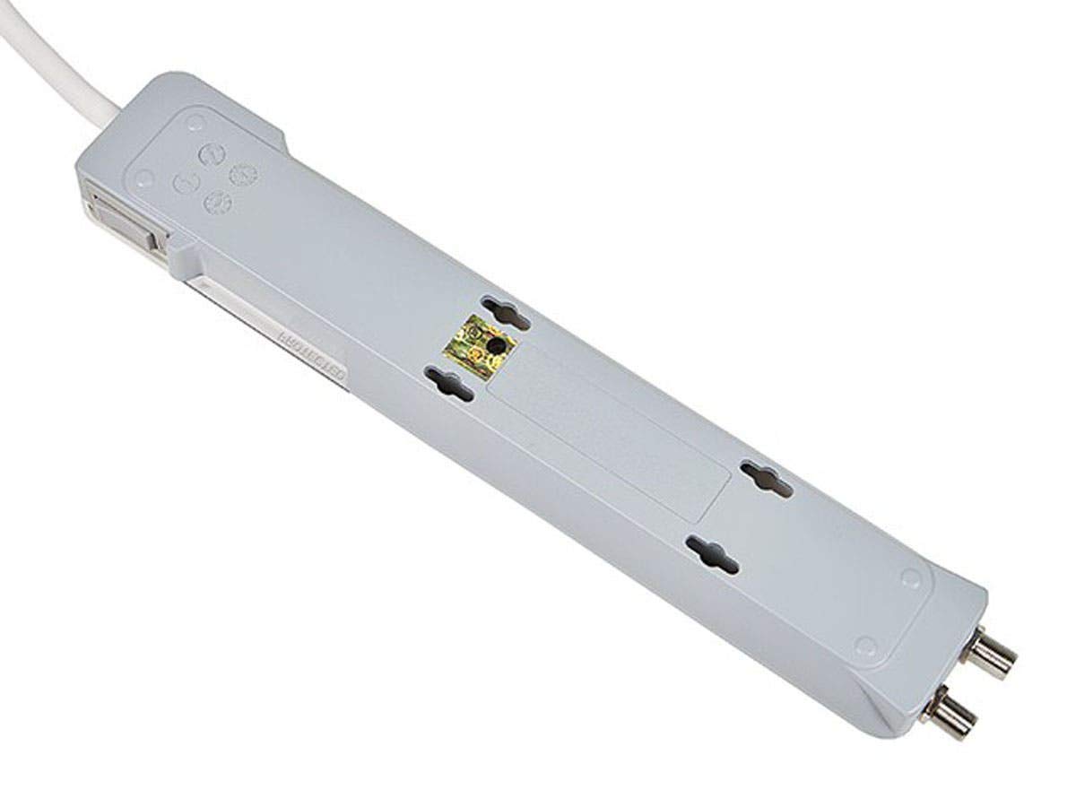 Monoprice Power & Surge - 6 Outlet Slim Surge Protector Power Strip With Coaxial Line Protection - 4 Feet - White | Cord UL Rated 1,080 Joules With Protected Light Indicator