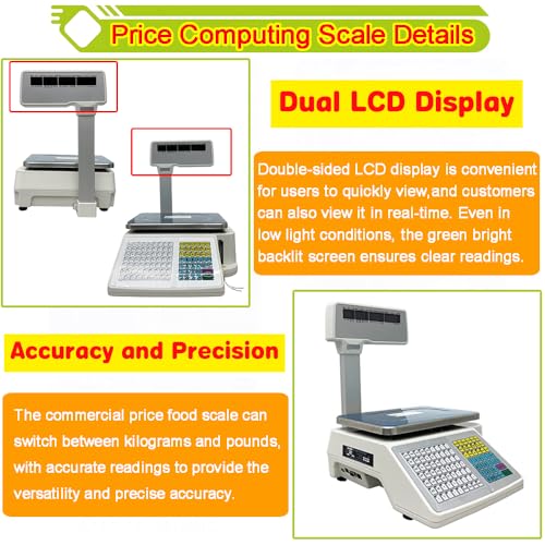 Báscula digital comercial con impresora térmica 33LB/15KG miniatura 2