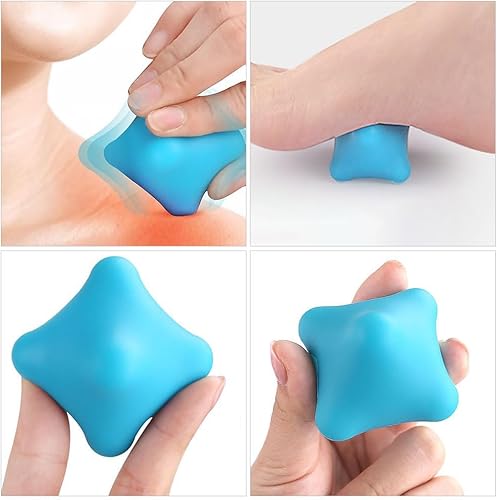 Miniatura 4 de FOMIYES Bola de masaje de silicona, bola de masaje para ejercicio, bola de masaje para el cuello, bola de masaje de fitness, gel de sílice azul,
