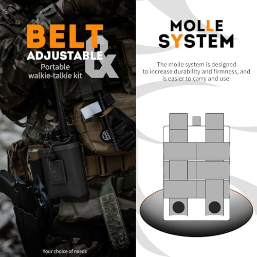 bvya 2 Pack Radio Case/Radio Holder Molle Tactical Radio Holster Adjustable Interphone Storage Bag Outdoor Sports Radio Pouch for Two Ways Walkie-Talkie - 5