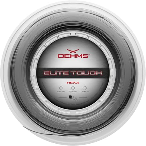 OEHMS Elite Touch Hexa | Hexagonal, Sharp-Edged Co-Polyester Tennis String | Comfort & Spin | Ø 1.25 mm (16Lg) | 200 m Reel (660 ft)