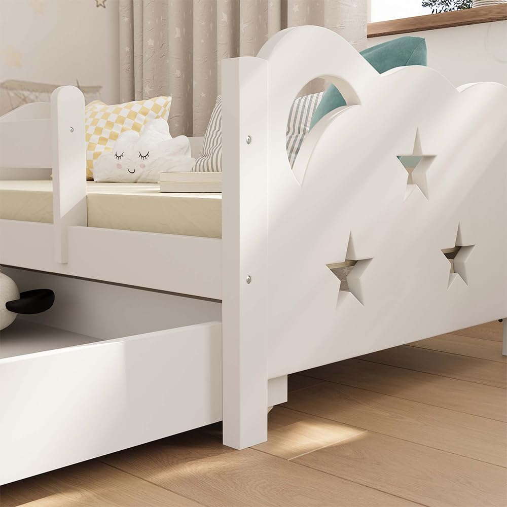 VitaliSpa Cama Infantil Jessica, Blanco, 70x140 cm | con cajón, sin colchón, extensible como cama juvenil, combinable con la serie Jessica