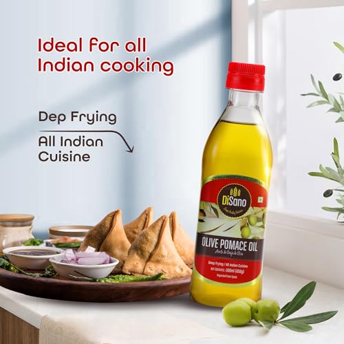 Image of DiSano Olive Pomace Oil 500ml, Ideal for all Indian Cooking and Deep Frying (Pack of 2)